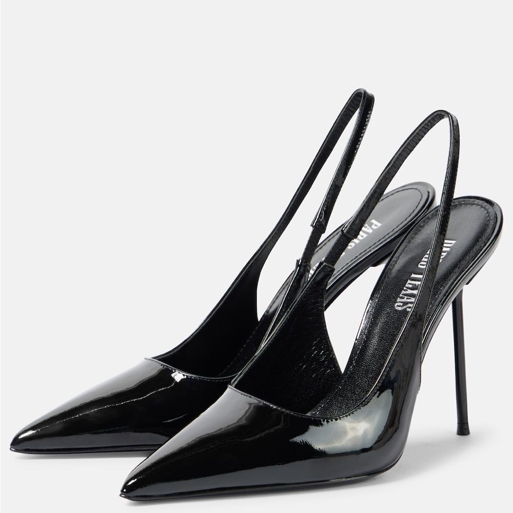 Paris Texas Sleek Black Slingback Heels - Picture 4 of 14